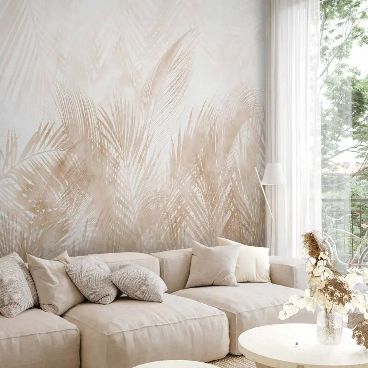 Ontspannende planten - overlappende palmbladeren in sepia tint