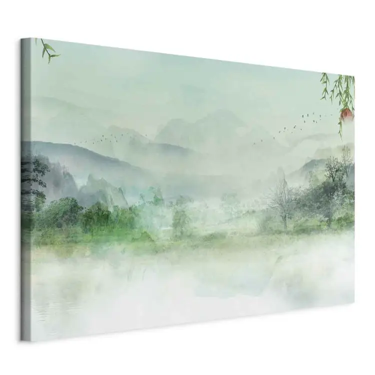 Mistig Landschap - Groen landschap met uitzicht op het bos en de bergen