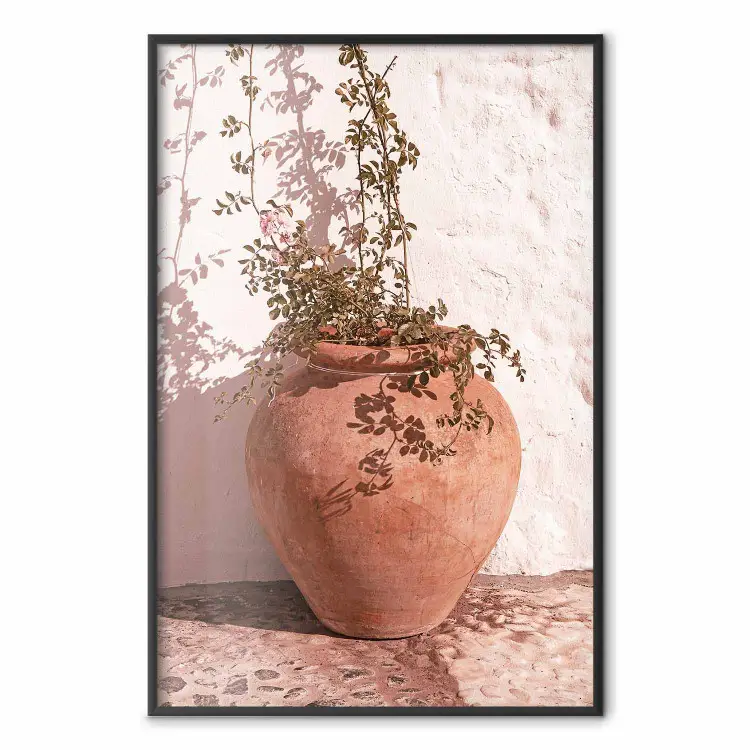 Bloemen in een kan - plant groeit uit een kleipot