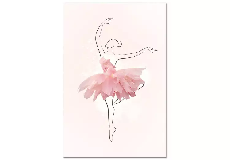 Ballerina (1-delig) - Lineart van een vrouw in een roze jurk met bloemen