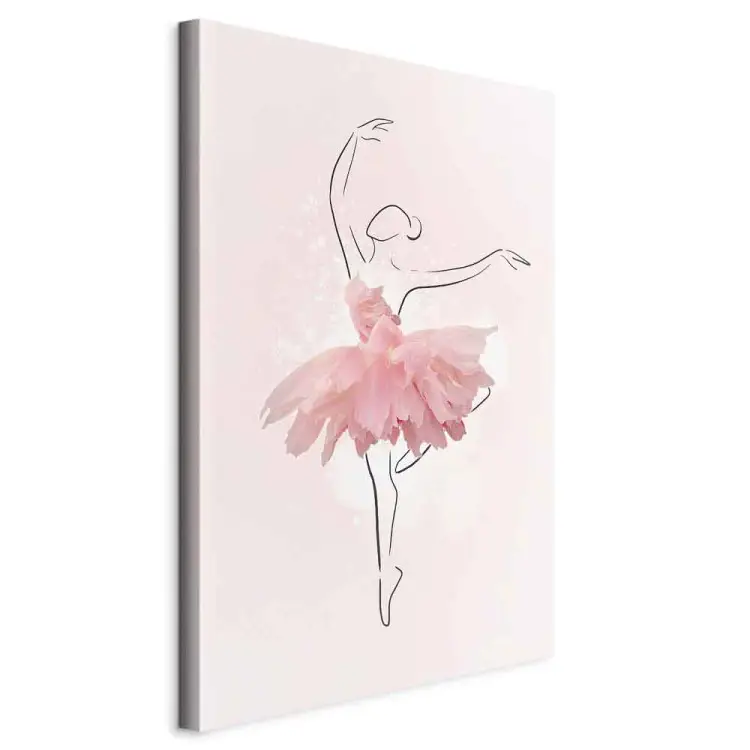Ballerina - Lineart van een vrouw in een roze jurk met bloemen