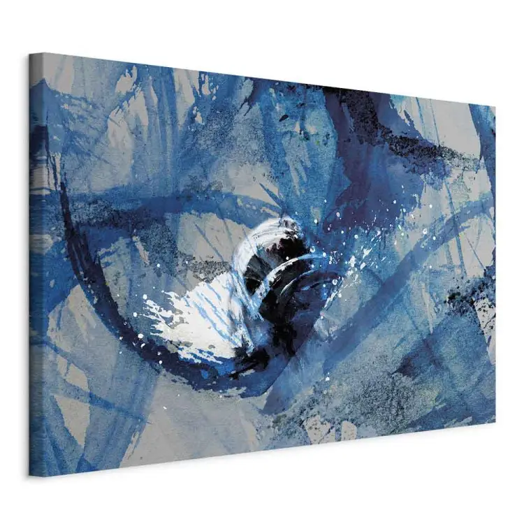 Blauwe dynamiek - abstracte compositie van verfvlekken