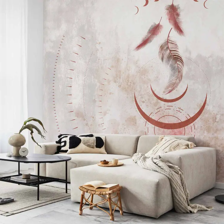 Boho magic - een compositie van geometrische vormen en veren