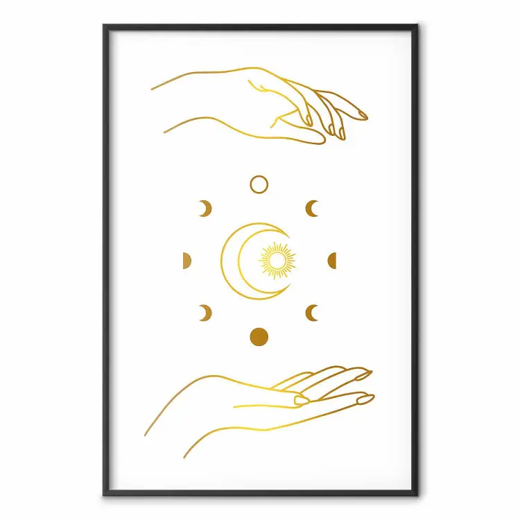 Magische symbolen - alle fasen van de maan en gouden handen