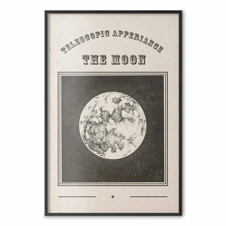 Uitzicht op de maan - gestileerde illustratie van een oude albumgravure