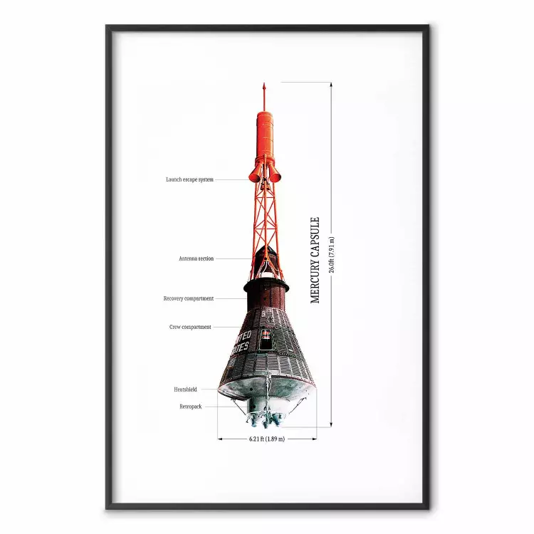 Mercuriuscapsule - technische weergave van een ruimtevoertuig op schaal