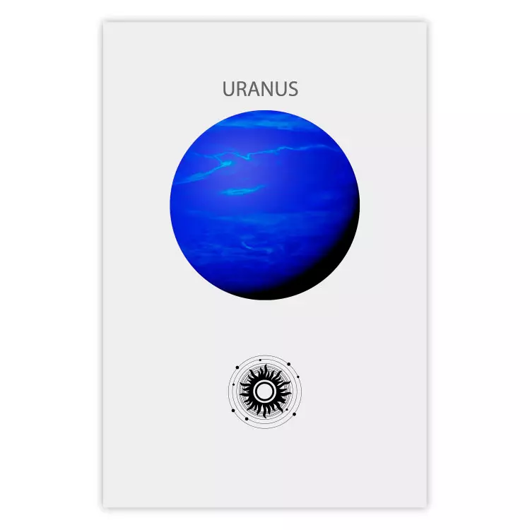 Uranus II - blauwe planeet van het zonnestelsel op een grijze achtergrond