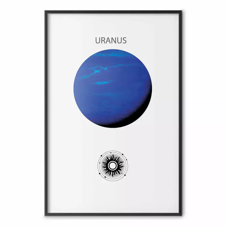 Uranus II - blauwe planeet van het zonnestelsel op een grijze achtergrond