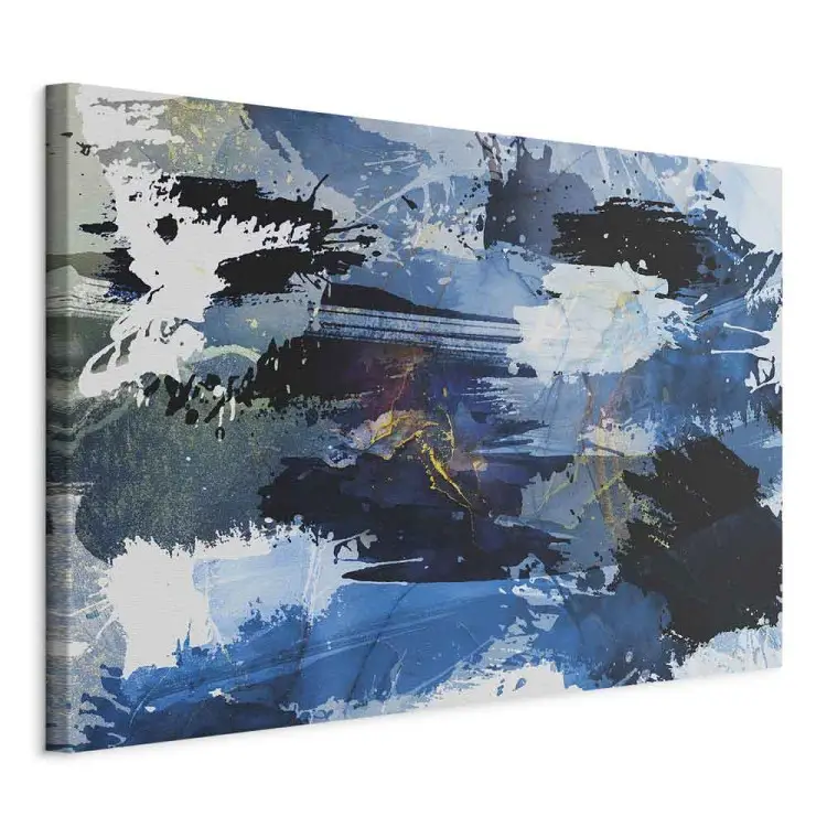 Kunstschilderij - blauwe abstractie van verfvlekken