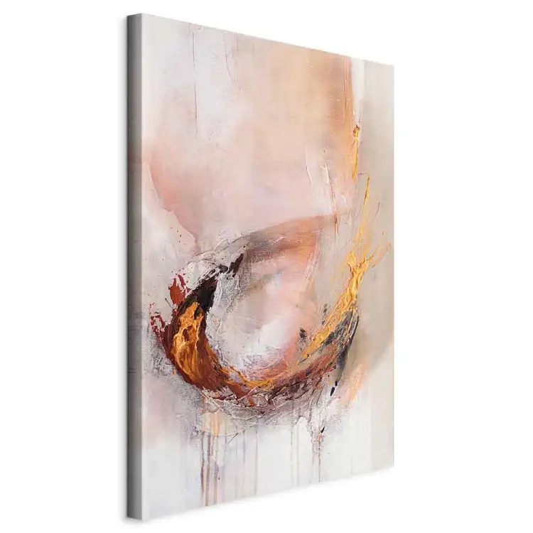 Geschilderde abstractie - lichtbeige compositie met accenten van goud en bruin