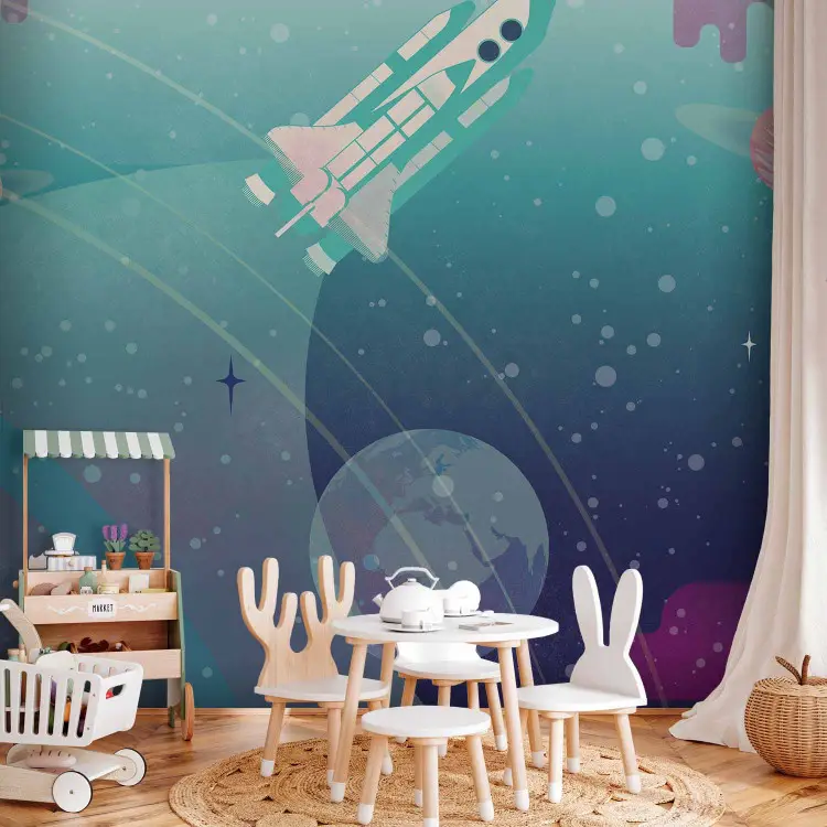 Ruimteavontuur - illustratie van een interplanetaire raket