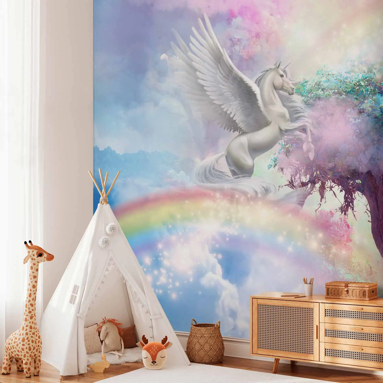 Fotobehang Witte duif met kruis in het hart Fotobehang Witte duif met kruis in het hart