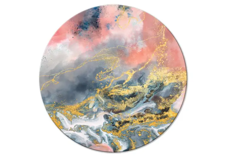 Pastel expressie - gouden strepen op roze en blauwe klodders