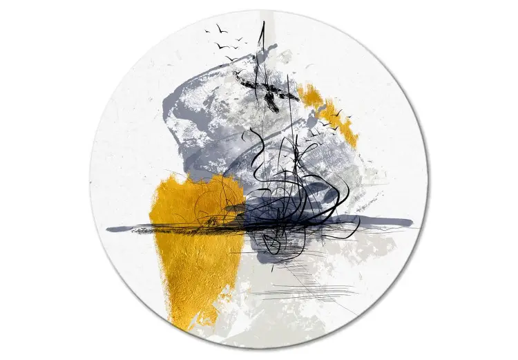Gek landschap - zwart-wit abstractie met gouden toevoegingen