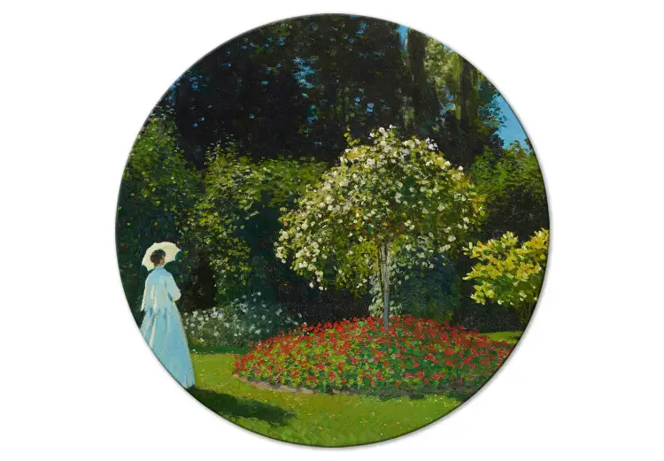 Vrouw in een tuin, Claude Monet - lentelandschap met vegetatie