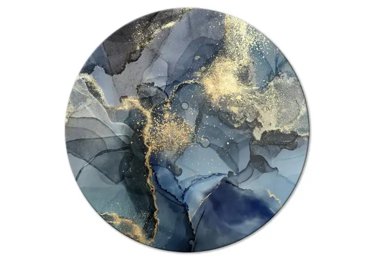 Decoratieve strepen - blauwe inktvlekken met goudvijlsel