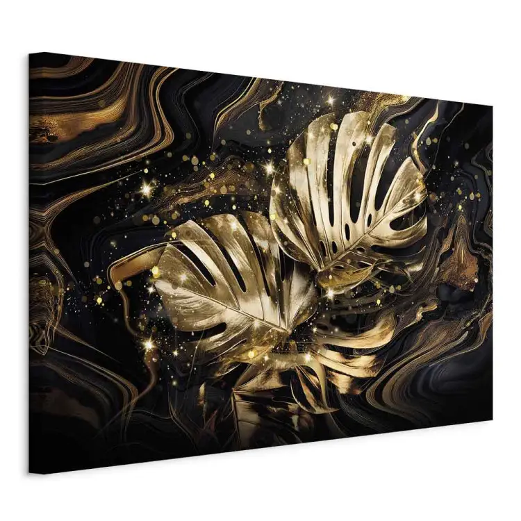 Gouden Monstera - dynamische compositie van glanzende bladeren