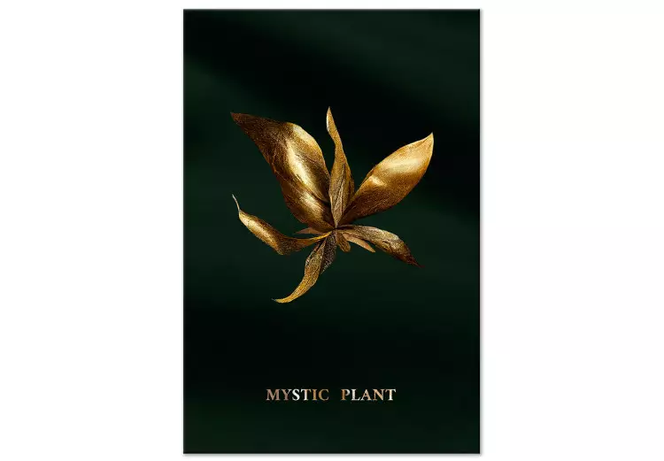 Mystieke plant (1-delig) - landschap met gouden bladeren op een zwarte achtergrond