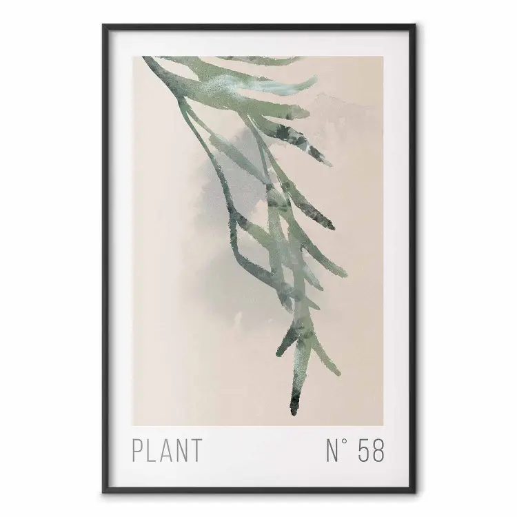 Plant Nummer 58 - groene tak op beige achtergrond