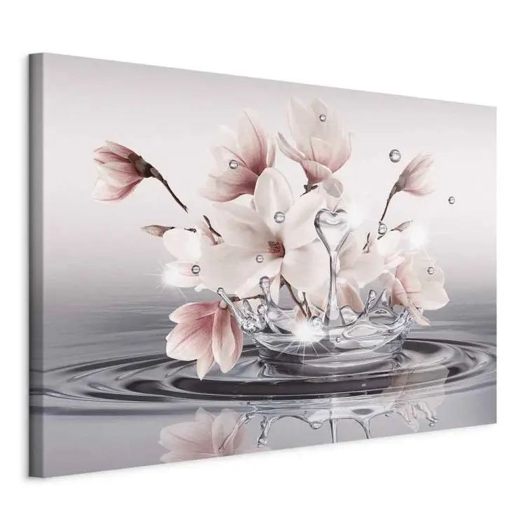 Liefdesnectar breed - roze magnolia's weerspiegeld in water