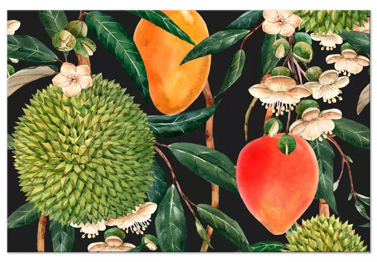 Exotisch fruit (1-delig) - tropische planten op een zwarte achtergrond