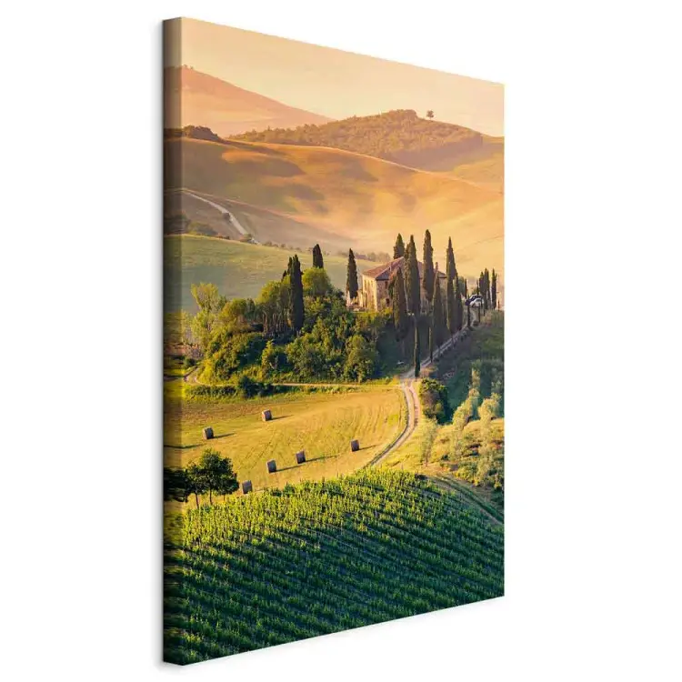 Zonnige velden van Toscane - landschapsfoto bij zonsondergang