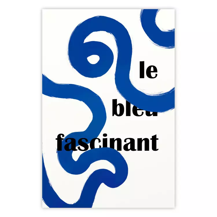 Fascinerend blauw - abstracte lijnen verweven met letters