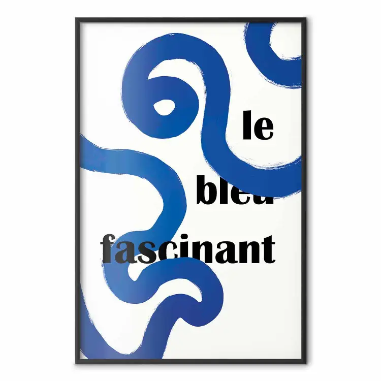 Fascinerend blauw - abstracte lijnen verweven met letters