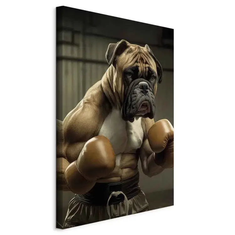 AI boxer hond - fantasie portret van sterk huisdier in de ring - verticaal