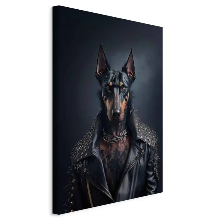 AI dobermann hond - fantasie rots huisdier portret - verticaal
