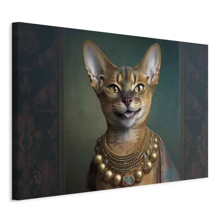 AI abessijn kat - fantasie portret huisdier met gouden halsketting - horizontaal