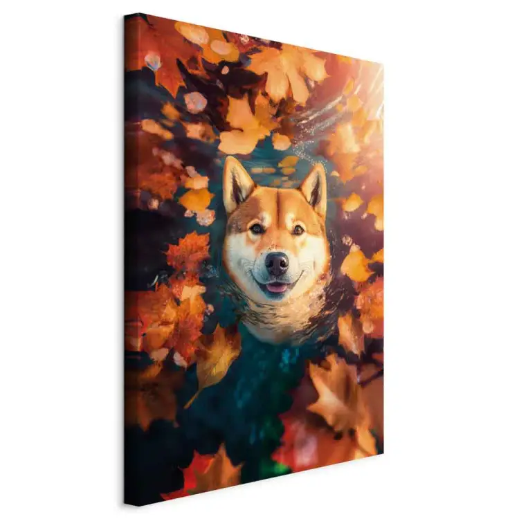 AI shiba hond - portret van een vriendelijk huisdier in een herfstig klimaat - verticaal