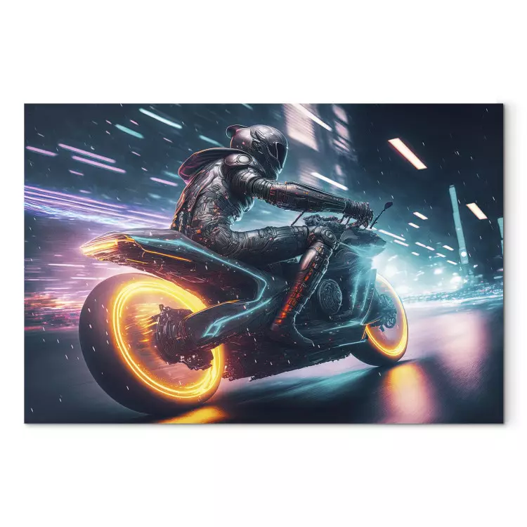 Lichtsnelheid - motorrijder tijdens een nachtelijke race door de stad