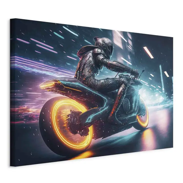 Lichtsnelheid - motorrijder tijdens een nachtelijke race door de stad