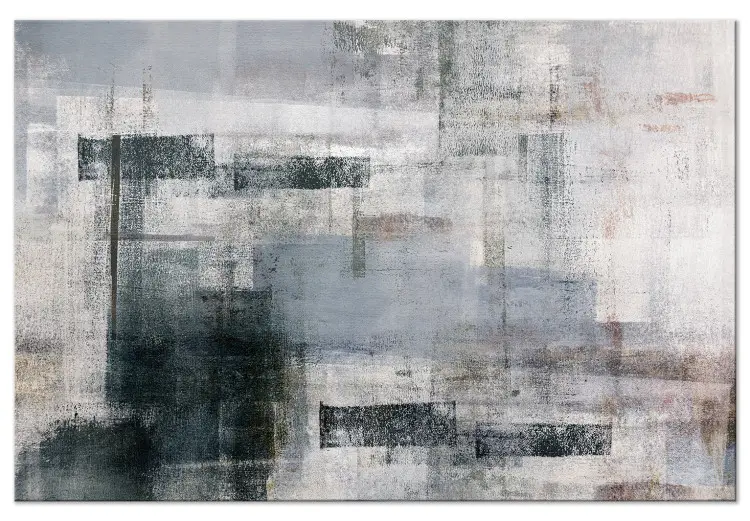 Lente ontwaken - abstractie in geometrische vormen van opgebrachte verf in grijstinten