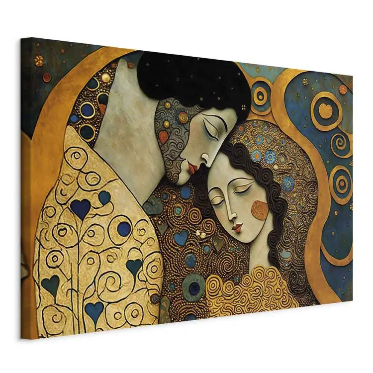 Knuffelend paar - mozaïek portret geïnspireerd door de stijl van Gustav Klimt