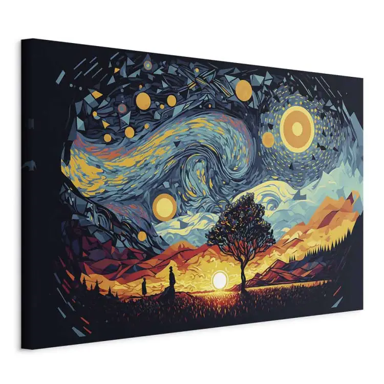 Zonsopgang - kleurrijk landschap geïnspireerd op het werk van van Gogh
