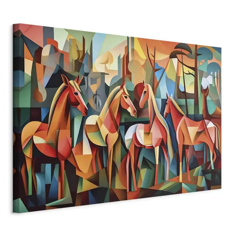 Kubistische paarden - een geometrische compositie geïnspireerd op de stijl van Picasso