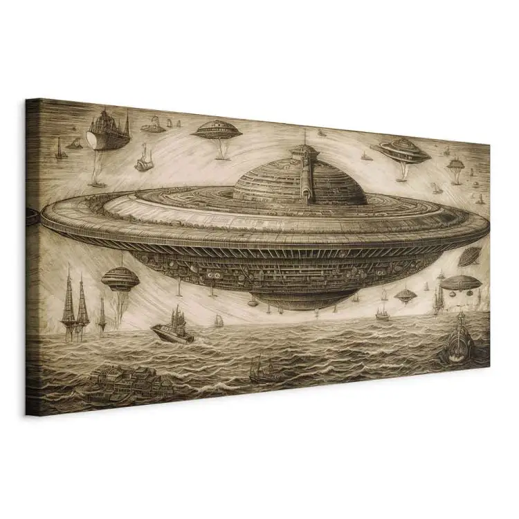 Ufo schip - schets geïnspireerd door de stijl van Leonardo da Vinci