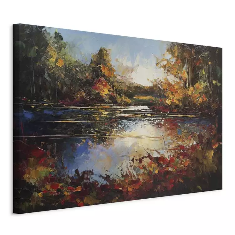 Meer in de herfst - oranje en bruin landschap geïnspireerd door Monet