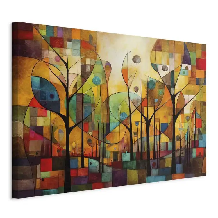 Kleurrijk bos - geometrische compositie geïnspireerd op de stijl van Klimt