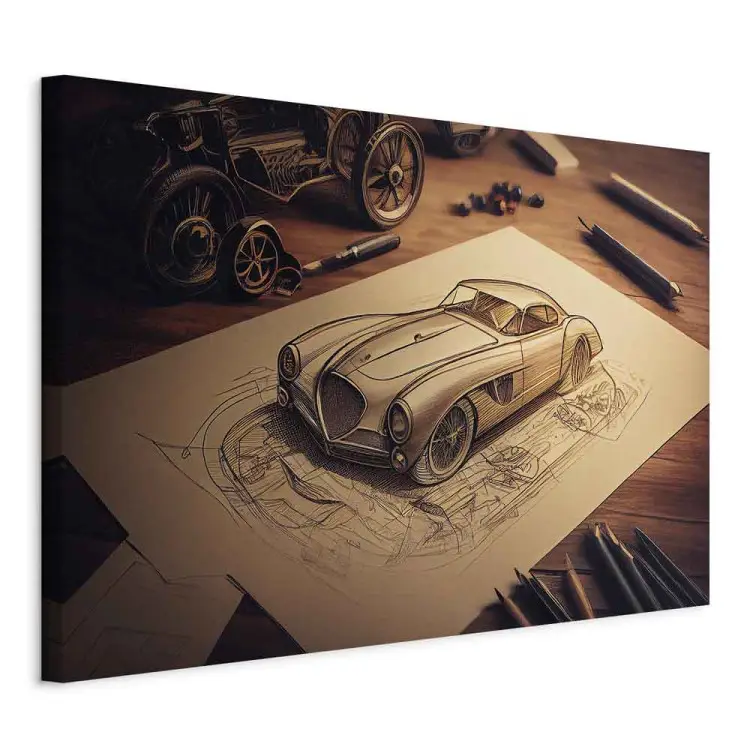 Autoschets - tekening van vintage auto gegenereerd door AI