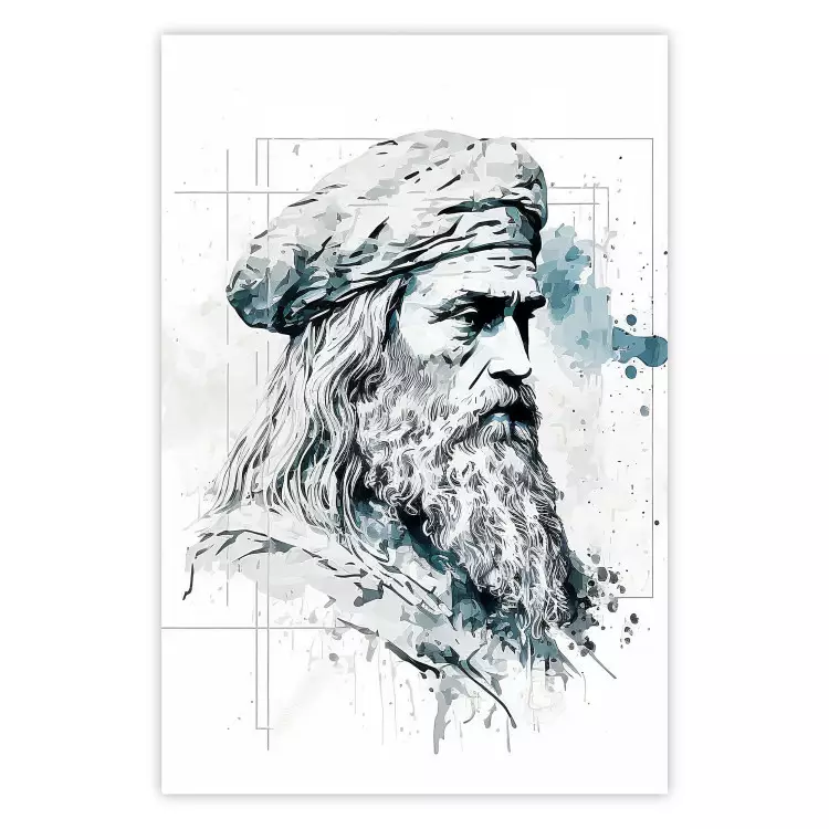 Da Vinci - zwart-wit portret van de kunstenaar gegenereerd door AI