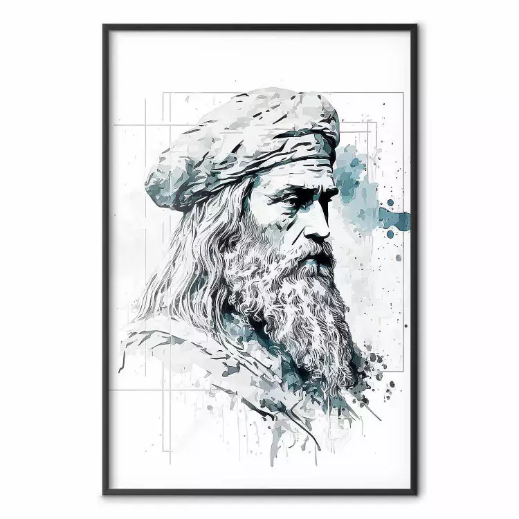 Da Vinci - zwart-wit portret van de kunstenaar gegenereerd door AI