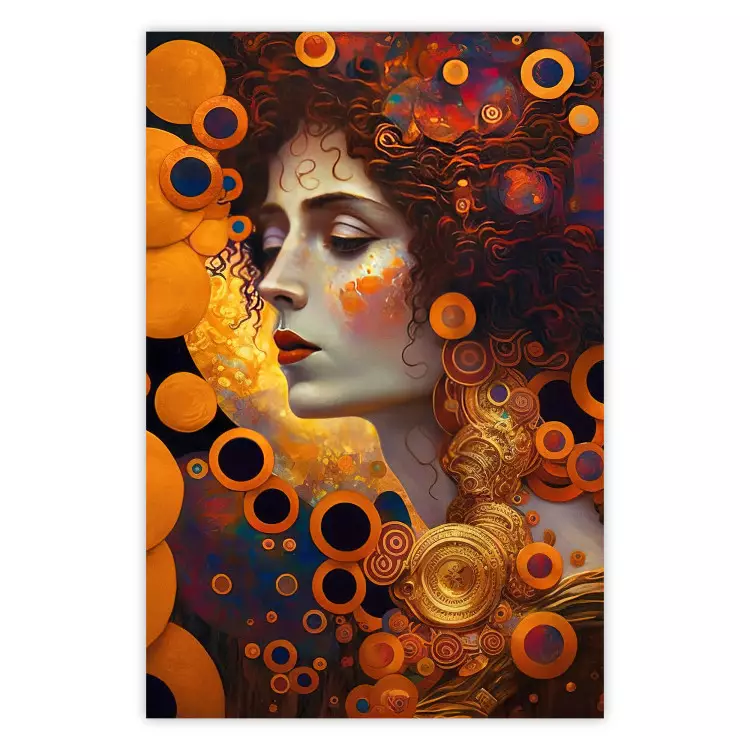 Een bedachtzame vrouw - portret geïnspireerd op het werk van Gustav Klimt