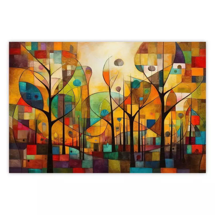 Kleurrijk bos - geometrische compositie geïnspireerd door de stijl van Klimt