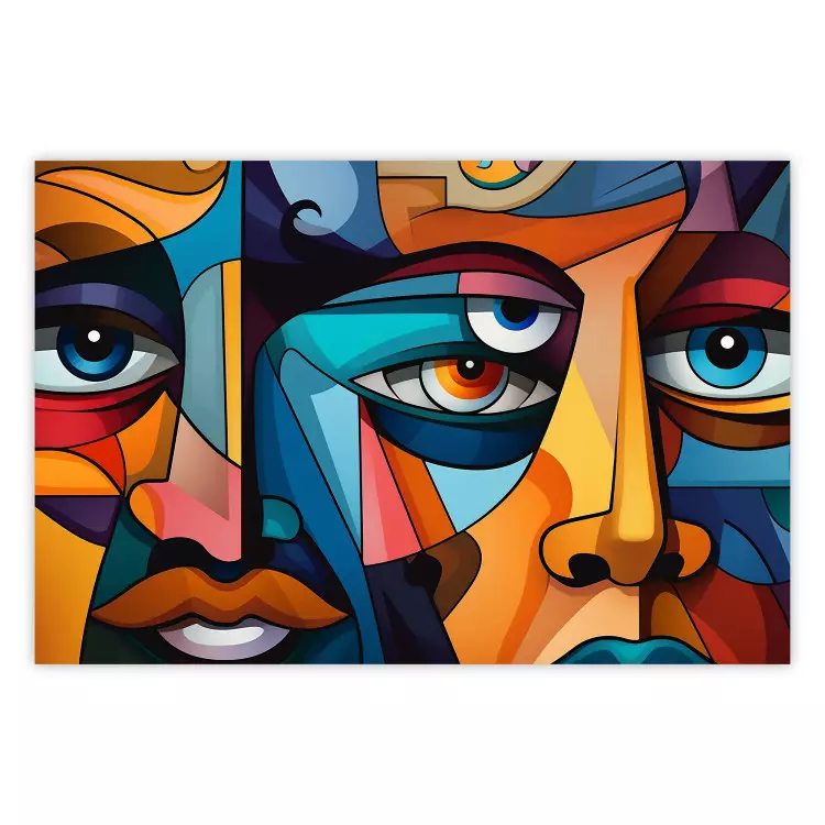 Kubistische gezichten - een geometrische compositie in de stijl van Picasso