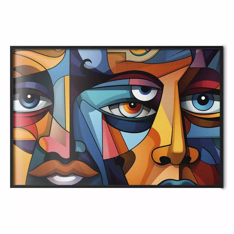 Kubistische gezichten - een geometrische compositie in de stijl van Picasso