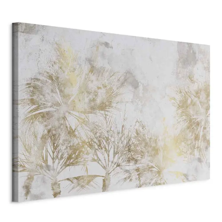 Zon tussen palmbomen - abstracte compositie met bladeren op een lichte achtergrond