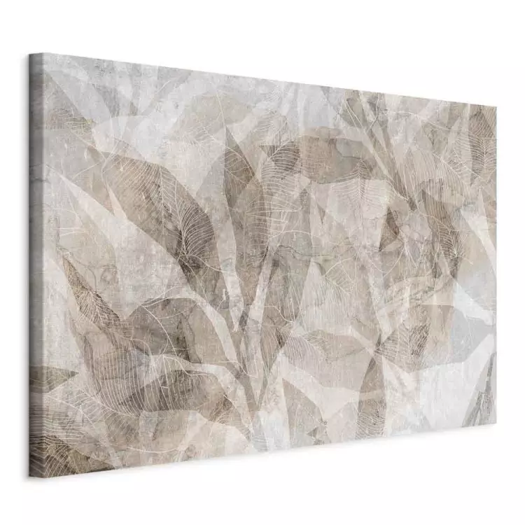 Schaduwabstractie - vervlochten vormen en beige bladomtrek